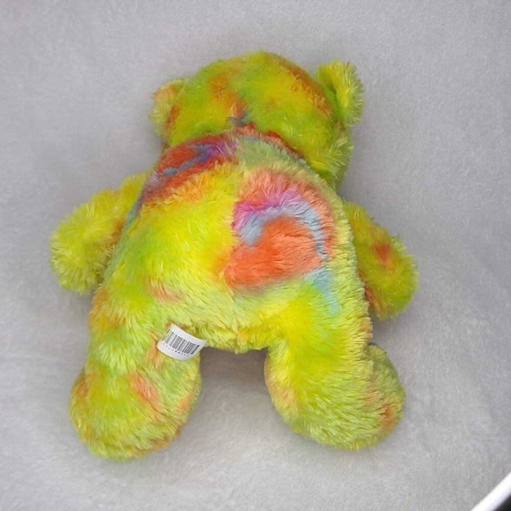 A&A Global Rainbow Bear 12" Plush Toy Stuffed Animal Sitting Yellow Tie Dye - Picture 5 of 11